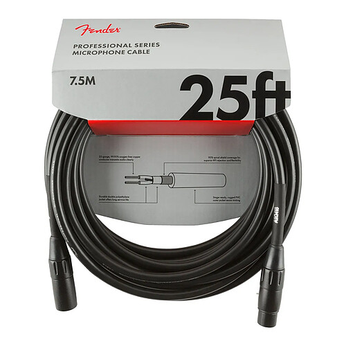 Professional Series Microphone Cable, 7,5m, Black Fender