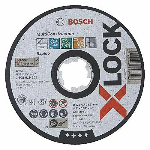 Bosch 2608619269 Disque à Tronçonner à Surface Plate (pour matériaux multiples, X-LOCK, Ø 125 mm, Alésage : 22,23 mm, Épaisseur : 1 mm)