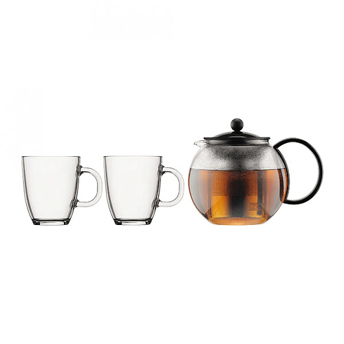 bodum - set théière 1l + 2 mugs 0.35l noir - k1805.01