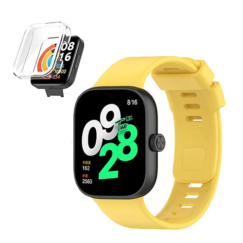 NIS Kit de Protection Complète + Bracelet Topsilicone Compatible avec Xiaomi Redmi Watch 4 - Jaune