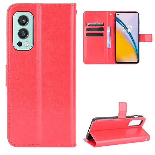 Htdmobiles Housse pour OnePlus Nord 2 5G - etui coque pochette portefeuille + film ecran - ROUGE