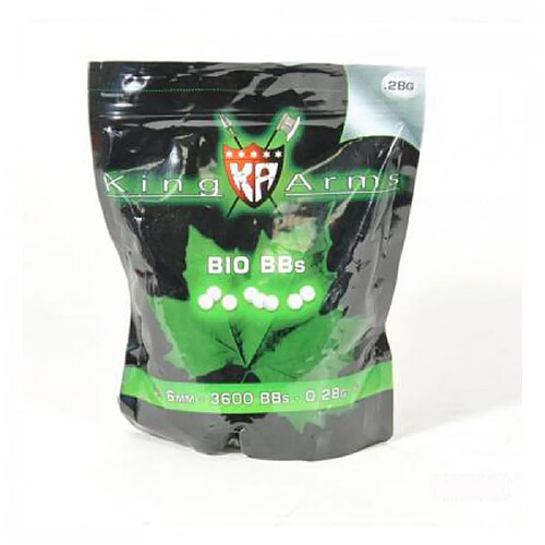 KA-BB-06-WH, Sac 3600 Billes Airsoft Biodégradables 0.28g King Arms