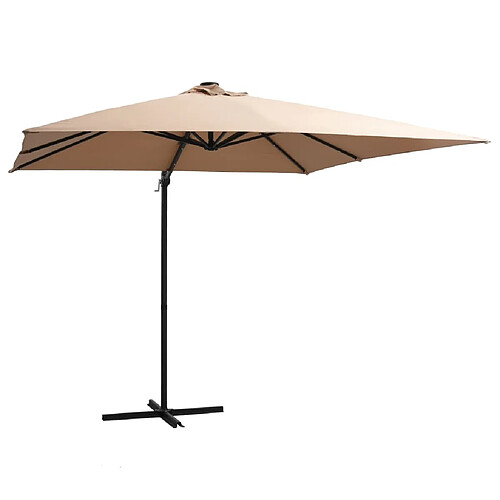 ComfortXL Parasol Déporté Avec LED Et Mât En Acier 250x250 Cm Taupe