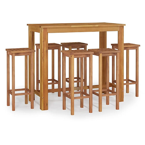 Maison Chic Table de bar et chaises d'extérieur 7 pcs,Ensemble de bar de jardin pour relax bois d'acacia solide -GKD747366