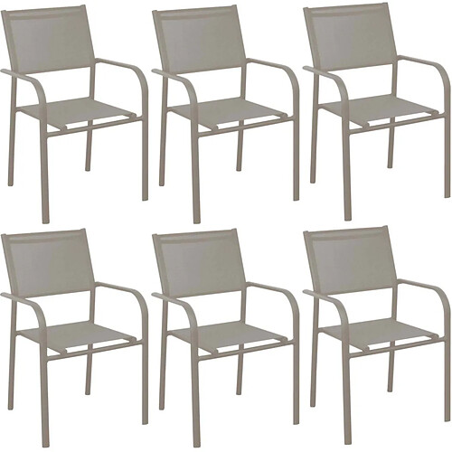 ALIZÉ Fauteuil en aluminium Duca (Lot de 6) Crème.