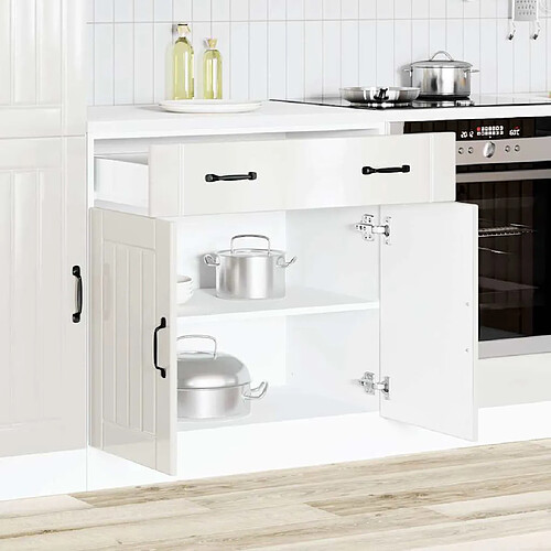 vidaXL Armoire de cuisine Lucca blanc brillant bois ingénierie