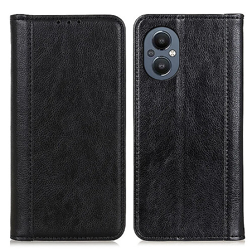 Etui en PU texture litchi, absorption magnétique, anti-chocs avec support, noir pour votre OnePlus Nord N20 5G