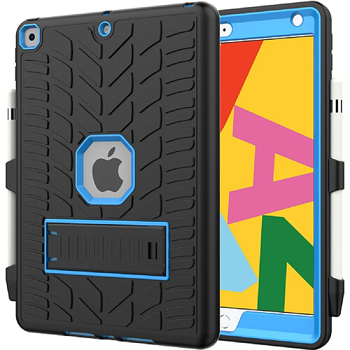 Coque en TPU + silicone anti-chute, surface de pneu froide, hybride noir/bleu pour votre Apple iPad 10.2 (2020)/(2019)