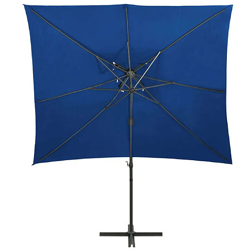 Maison Chic Parasol Jardin | Parasol déporté à double toit Bleu azuré 250x250 cm - GKD10732