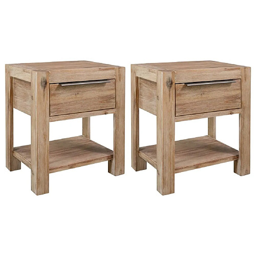 Maison Chic Lot de 2 Tables de chevet,Table de nuit,Table d'appoint pour salon avec tiroirs 40x30x48 cm Acacia solide -MN48012