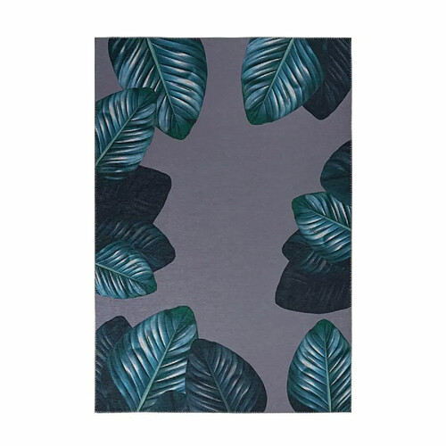 Paris Prix Tapis Imprimé à Poils Courts Tropical Noir & Vert 130 x 190 cm