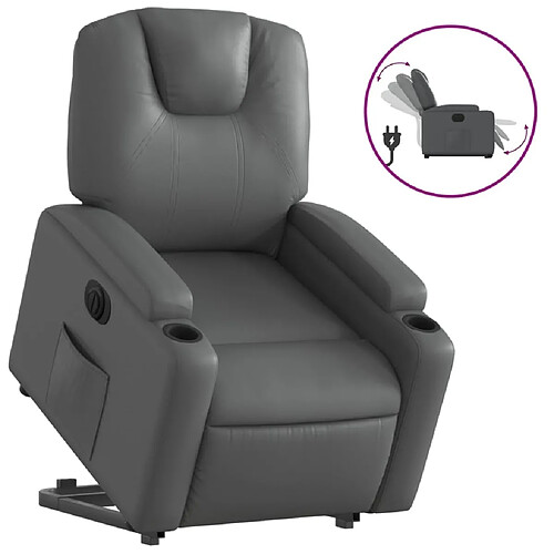 Maison Chic Fauteuil Relax pour salon, Fauteuil inclinable électrique gris similicuir -GKD22955