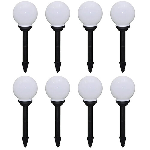 vidaXL 8 pcs Lampes d'allée d'extérieur à LED 15 cm et piquet au sol