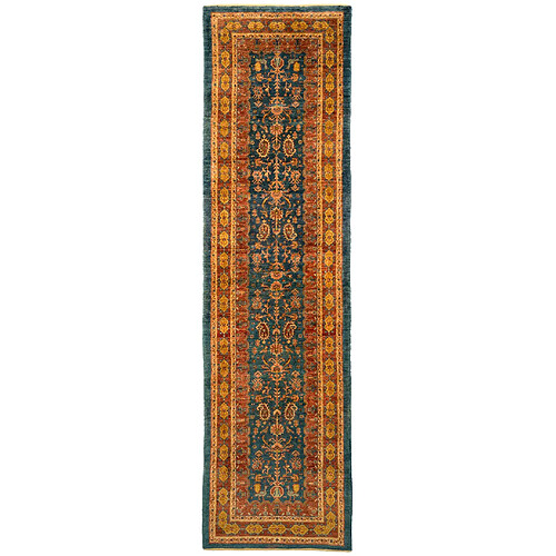 Vidal Tapis de couloir en laine 320x87 vert Kashkuli