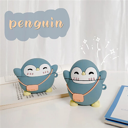 GUPBOO Airpods Coque Housse Étui Protecteur Compatible pour AirPods Pro-jolie petite fille de dessin animé de pingouin avec sac à dos