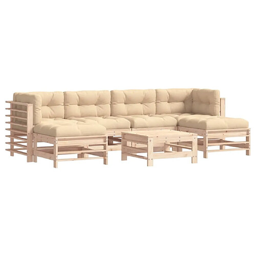 Maison Chic Salon de jardin 7 pcs + coussins - Mobilier/Meubles de jardin - Table et chaises d'extérieur bois massif -MN34432