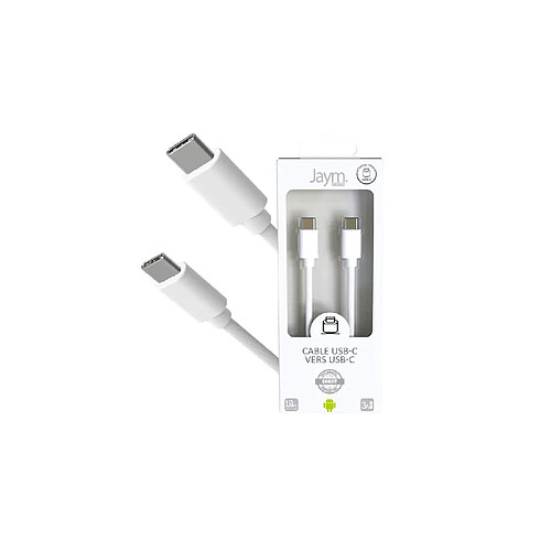 Jaym Câble USB-C vers Type-C 3A - 1,5 mètres - Collection POP - Blanc