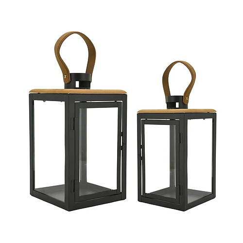 Aubry Gaspard Lanternes en métal et bois (Lot de 2).