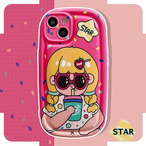 GUPBOO Étui pour iPhone11ProMax Cool Girl Wearing Sunglasses and Drinking Milk Tea Fun Phone Case Soft