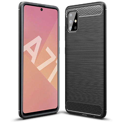 Xeptio Coque brossée noire Samsung Galaxy A71 Carbon Fiber Antichoc - Accessoires Pochette Nouvel Galaxy