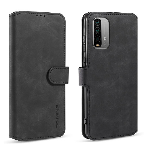 Dg.Ming Etui en PU Style rétro avec support noir pour votre Xiaomi Redmi 9T/9 Power/Note 9 4G (Qualcomm Snapdragon 662)