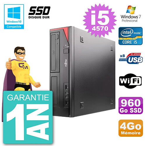 PC Fujitsu Esprimo E520 DT i5-4570 RAM 4Go SSD 960Go Graveur DVD Wifi W7 · Occasion