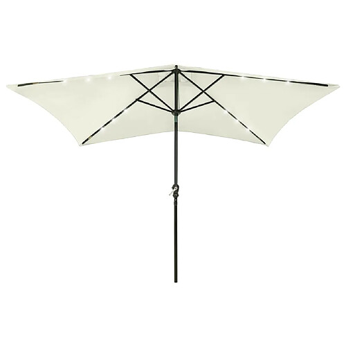 vidaXL Parasol de jardin avec LED et mât en acier sable 2x3 m