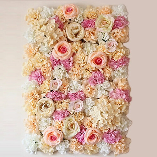 Wewoo Décoration Jardin rose Champagne fleur pivoine hortensia artificielle cryptage bricolage mariage mur photo fond, taille: 60 cm x 40 cm