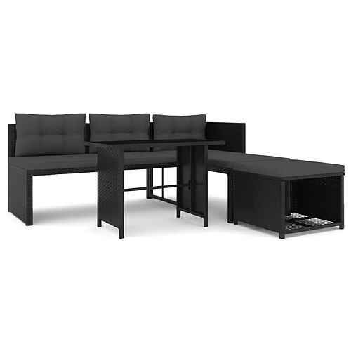 Maison Chic Salon de jardin 4 pcs - Table et chaises d'extérieur - Mobilier/Meubles de jardin Moderne Résine tressée Noir -MN30294