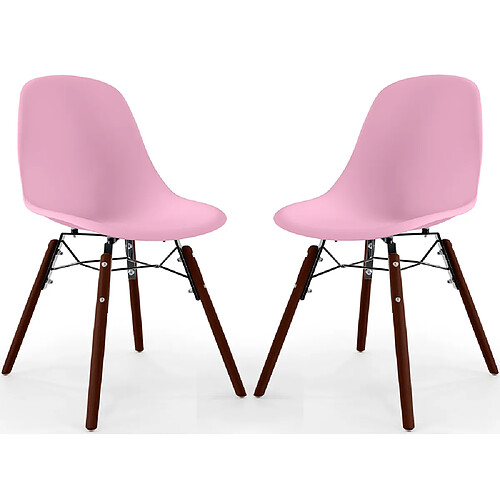 ICONIK INTERIOR Chaises de Salle à Manger - Design Scandinave - Pieds en Bois Sombre - Lot de 2 - Skögur Rose