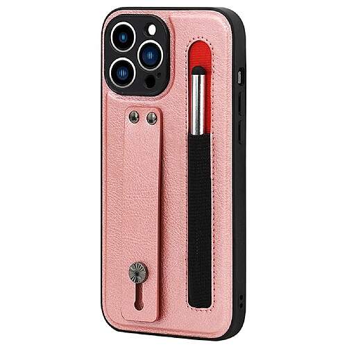 Coque en TPU + PU anti-rayures avec béquille en bandoulière et fente pour stylo rose pour votre iPhone 12 Pro 6.1 pouces