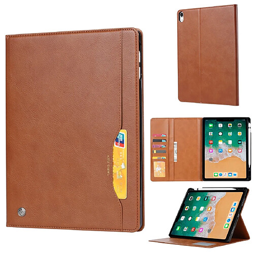 Wewoo Housse Étui Coque en cuir à rabat horizontal avec texture pour peau iPad Pro 11 pouces 2018avec cadre photo et supportlogements cartesportefeuille et fente stylo Marron