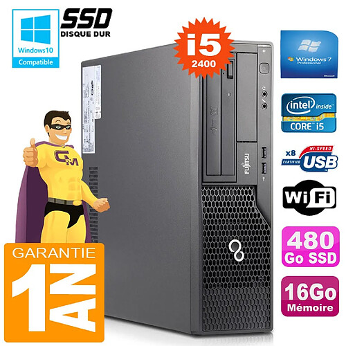 PC Fujitsu Esprimo E500 E85+ SFF Core I5-2400 RAM 16Go Disque 480 Go SSD Wifi W7 · Occasion