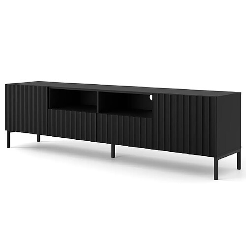 Bestmobilier Lara - meuble tv - pieds noirs - 2 tiroirs - 200 cm