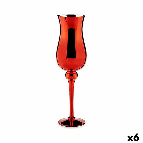 Gift Decor Bougeoir Verre Rouge 13,5 x 4,5 x 13,5 cm (6 Unités)