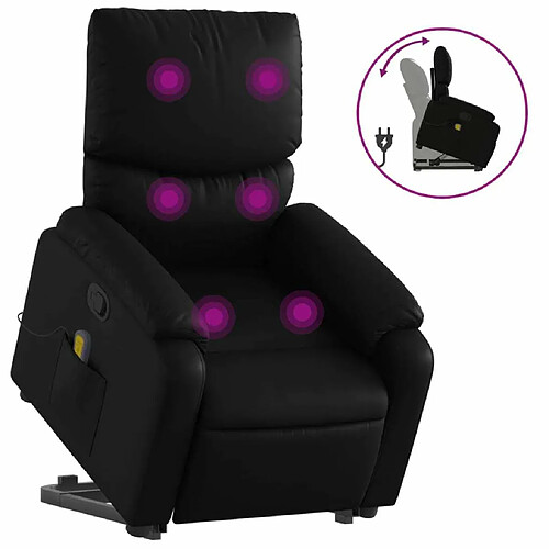 Maison Chic Fauteuil Relax pour salon, Fauteuil inclinable de massage Noir Similicuir -GKD93106