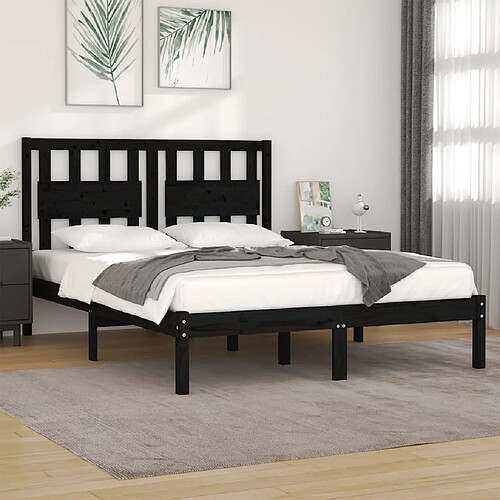 vidaXL Cadre de lit sans matelas noir bois massif 120x200 cm