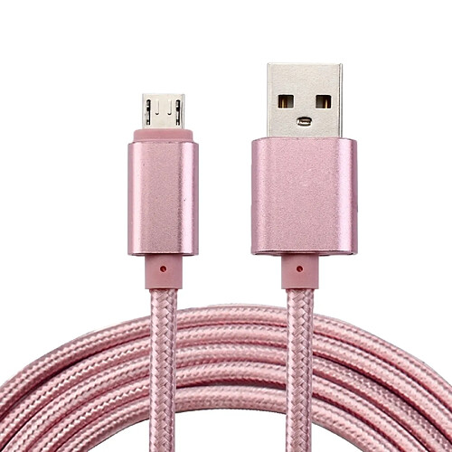 Wewoo Câble or rose pour Samsung, HTC, Sony, Lenovo 2m Tête en métal tissé Style 84 coeurs Micro USB vers USB 2.0 Données / Chargeur