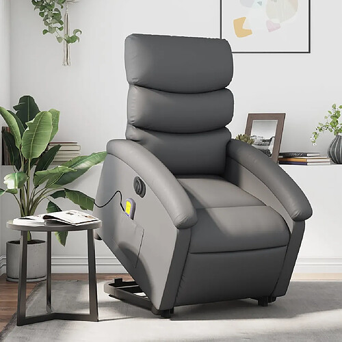 vidaXL Fauteuil inclinable de massage électrique gris similicuir