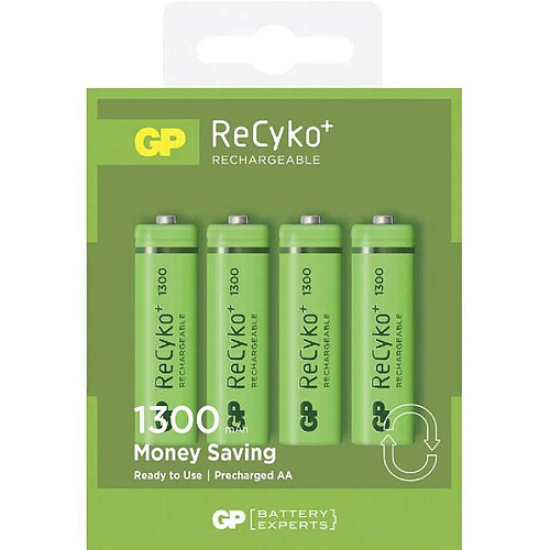 Gp batteries GP 4 piles NIMH AA 1300mAh rechargeable - ReCyko+