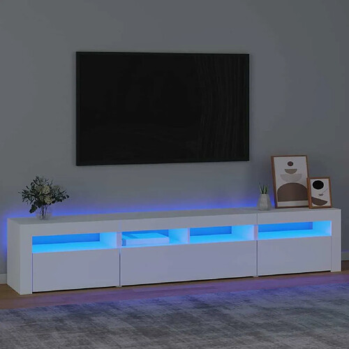 Maison Chic Meubles TV avec lumières LED - Banc TV pour salon Blanc 210x35x40 cm -MN46114