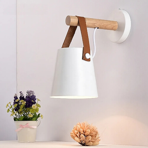 Wewoo Applique murale LED en bois Lit Lampe de chevet Veilleuse Moderne Abat-jour Nordic Home Decor (blanc)