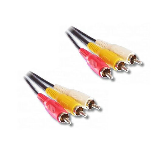 Cable 3 x RCA mâle / 3 x RCA mâle, Audio stéréo + Vidéo composite, 5m00