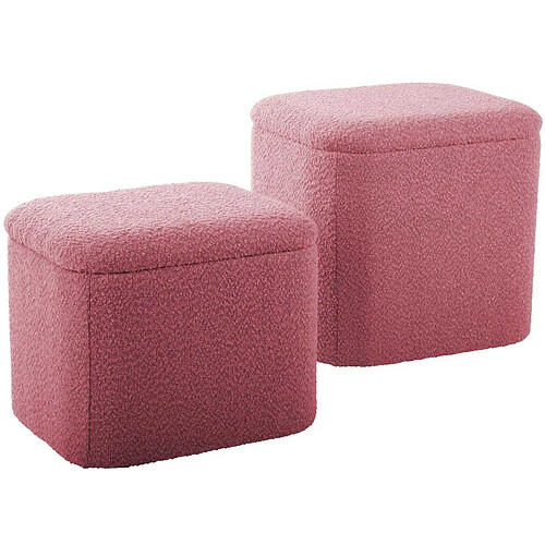 LEITMOTIV Pouf en tissu bouclette Ada rose pâle.