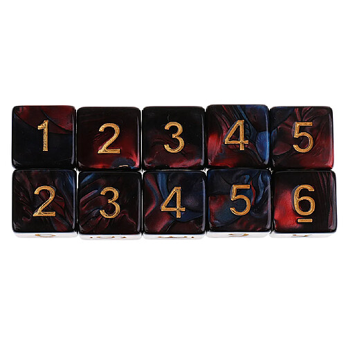 10pcs 6 sided dés d6 dés polyédriques pour les donjons et les dragons jeux de table bleu rouge