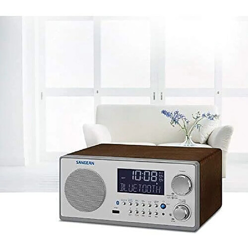 Sangean radio portable FM-RDS AM USB Bluetooth argent Bois