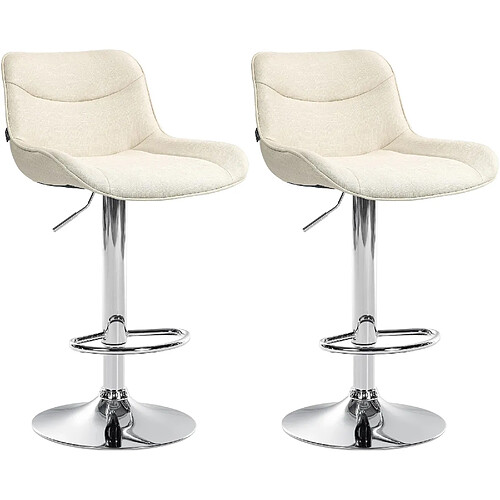 Non Lot de 2 tabourets de bar Vonore tissu chrome