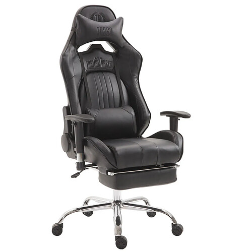 Decoshop26 Fauteuil de bureau gamer avec repose-pieds extensible mécanisme de bascule en PVC noir / noir 10_0002750