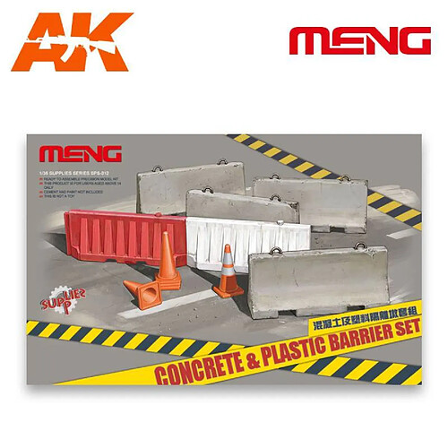 Meng Concrete & Plastic Barrier Set - Décor Modélisme