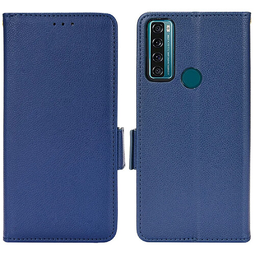 Etui en PU texture litchi, fermeture magnétique, bleu foncé pour votre TCL 20 SE